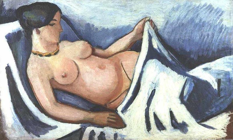 August Macke Reclining female nude Norge oil painting art